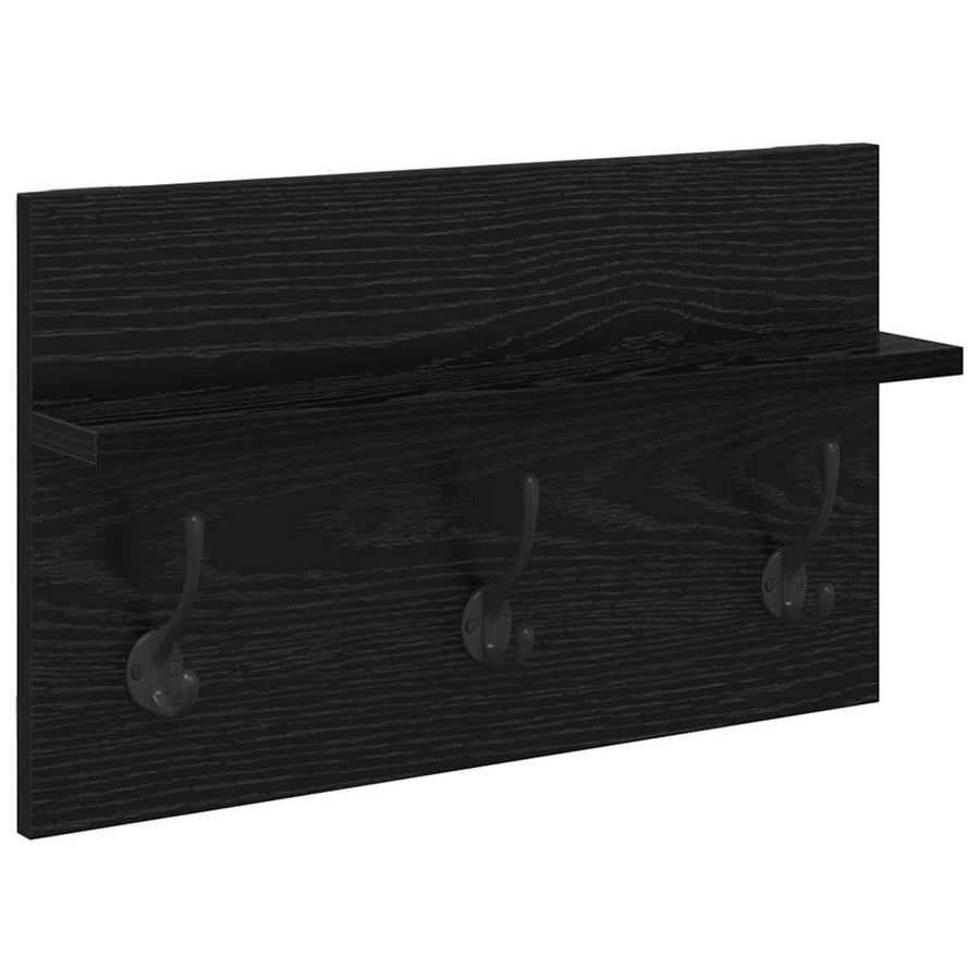 Halmeubelset met lade met plank 4 pcs Zwart Eiken Bewerkt hout