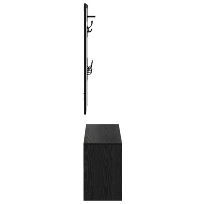 Halmeubelset met lade met plank 4 pcs Zwart Eiken Bewerkt hout