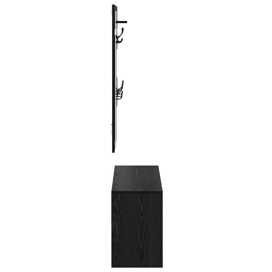 Halmeubelset met lade met plank 4 pcs Zwart Eiken Bewerkt hout