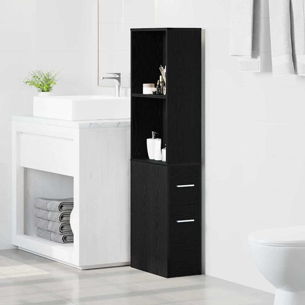 Nauwe badkamer kast Zwart eiken 22 x 41 x 135 cm Spaanplaat