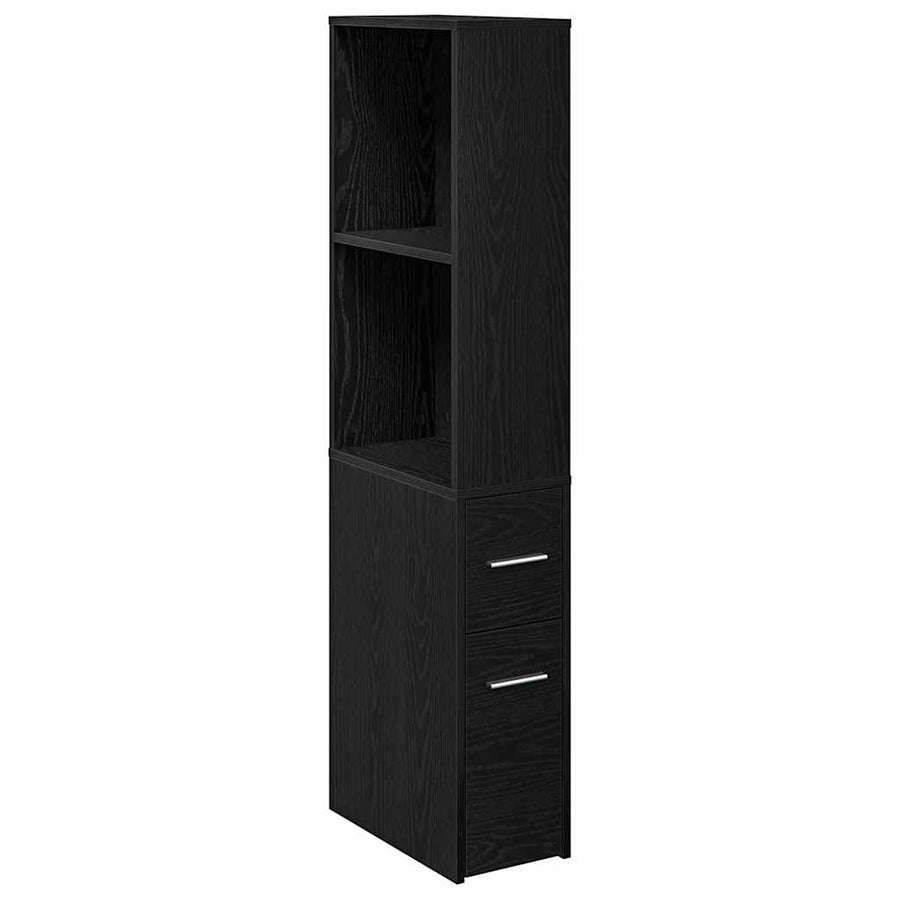 Nauwe badkamer kast Zwart eiken 22 x 41 x 135 cm Spaanplaat