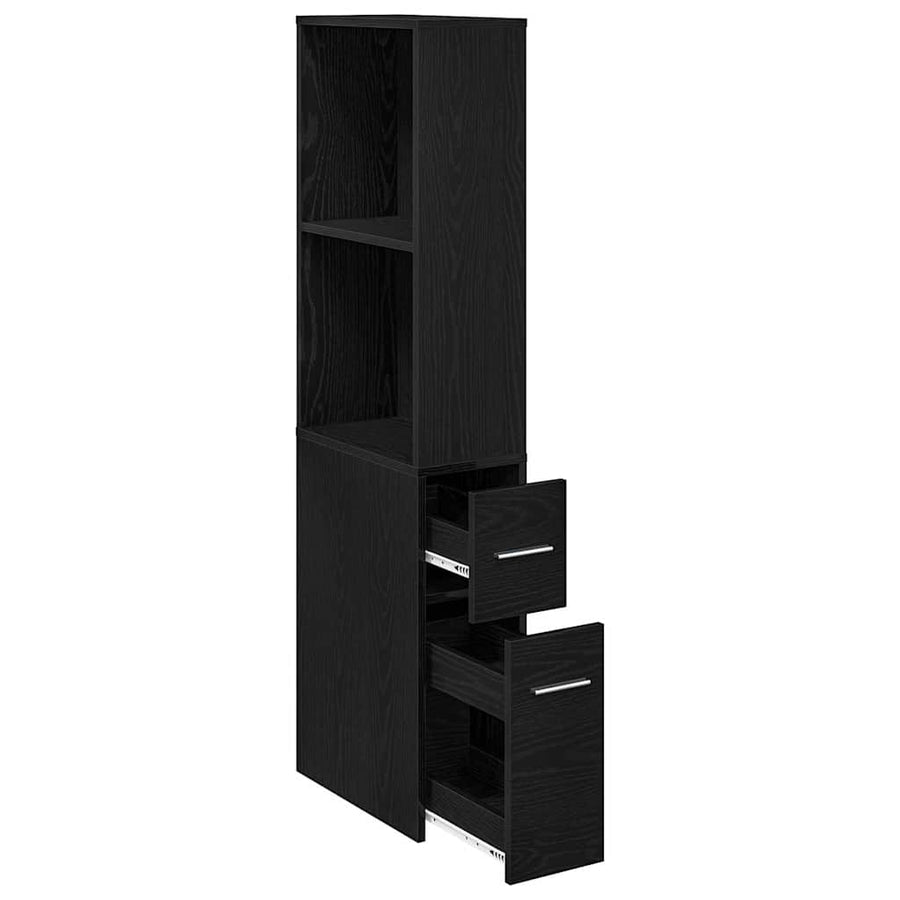 Nauwe badkamer kast Zwart eiken 22 x 41 x 135 cm Spaanplaat