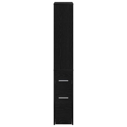 Nauwe badkamer kast Zwart eiken 22 x 41 x 135 cm Spaanplaat
