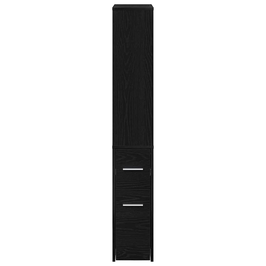 Nauwe badkamer kast Zwart eiken 22 x 41 x 135 cm Spaanplaat