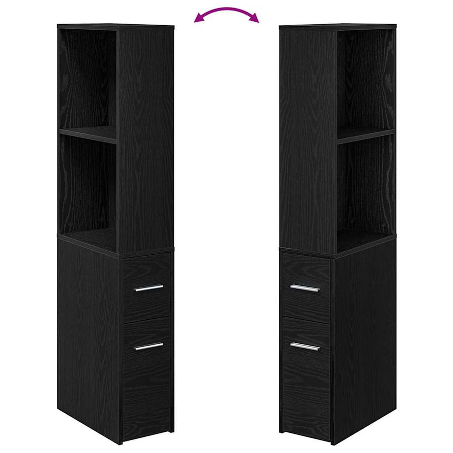 Nauwe badkamer kast Zwart eiken 22 x 41 x 135 cm Spaanplaat