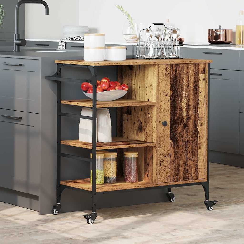 Keuken Trolley Oudhout 87.5 x 39 x 84.5 cm Bewerkt hout
