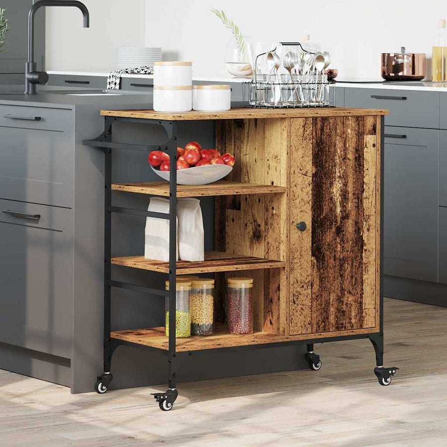 Keuken Trolley Oudhout 87.5 x 39 x 84.5 cm Bewerkt hout