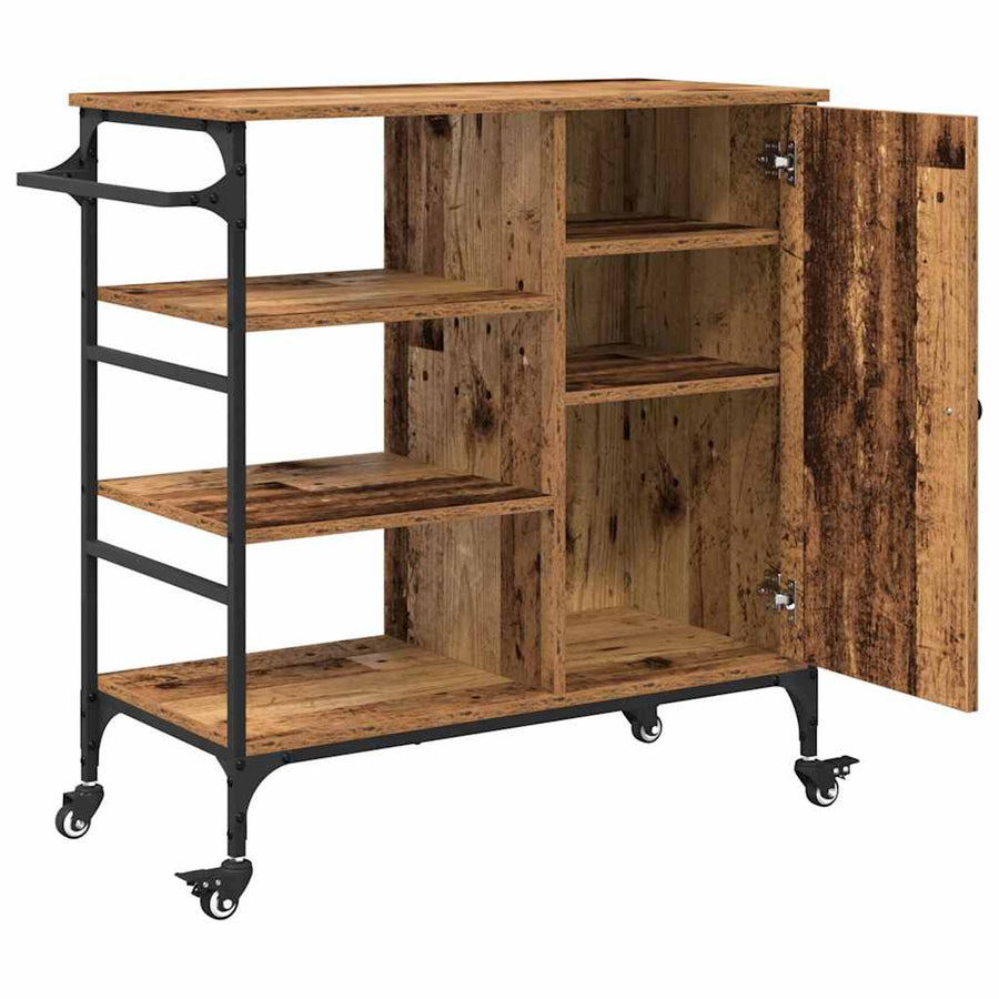 Keuken Trolley Oudhout 87.5 x 39 x 84.5 cm Bewerkt hout