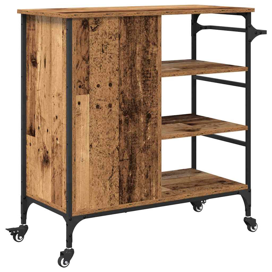 Keuken Trolley Oudhout 87.5 x 39 x 84.5 cm Bewerkt hout