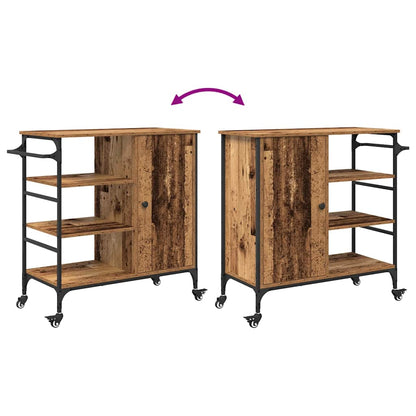 Keuken Trolley Oudhout 87.5 x 39 x 84.5 cm Bewerkt hout