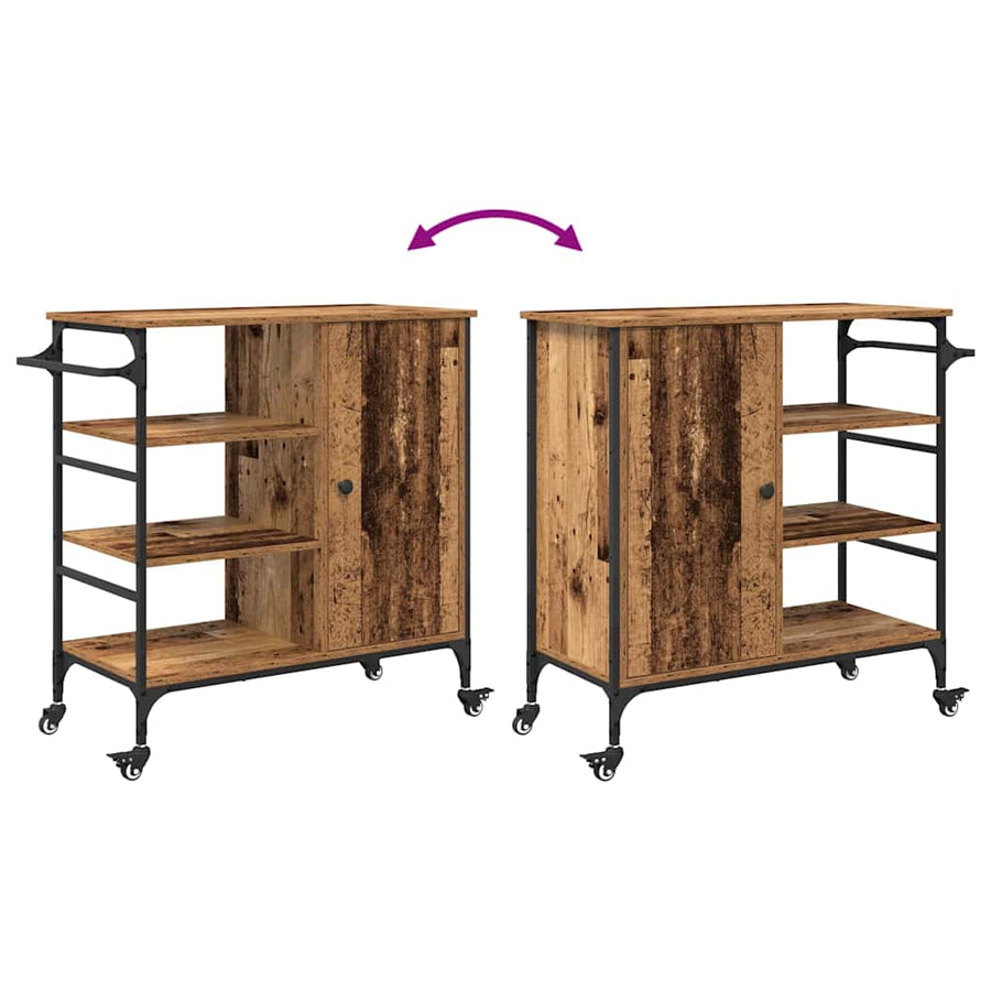 Keuken Trolley Oudhout 87.5 x 39 x 84.5 cm Bewerkt hout