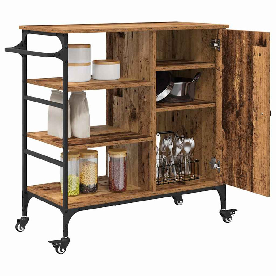 Keuken Trolley Oudhout 87.5 x 39 x 84.5 cm Bewerkt hout