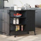 Keukentrolley bewerkt hout zwart eiken 87.5x39x84.5 cm