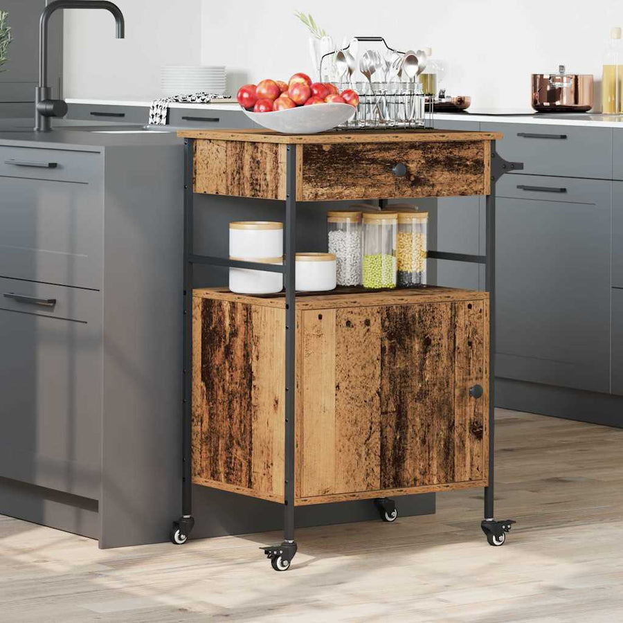 Keuken Trolley Oudhout 56 x 43 x 89,5 cm Bewerkt hout