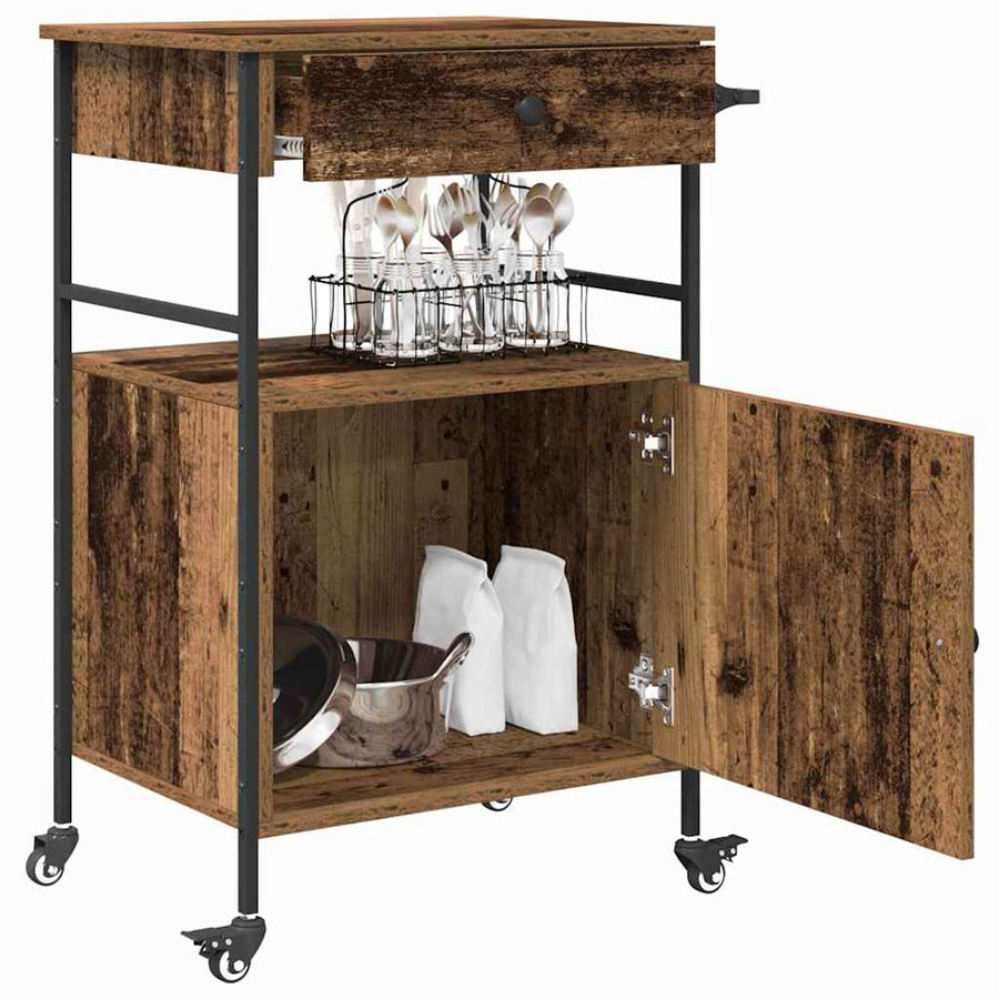 Keuken Trolley Oudhout 56 x 43 x 89,5 cm Bewerkt hout