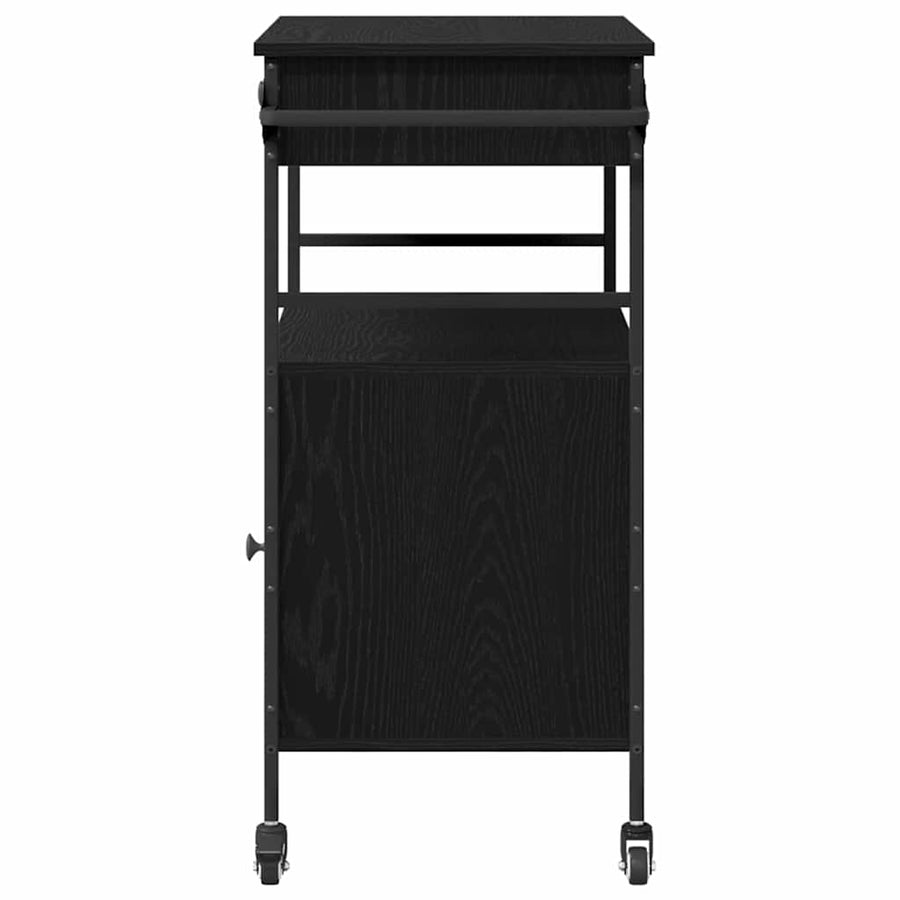 Keuken Trolley Zwart Eiken 56 x 43 x 89,5 cm Bewerkt hout