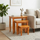 Nested Side Tables 3 pcs Natural Solid Mahogany Wood