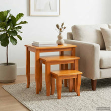 Geneste Bijzettafels 3 pcs Naturel Massief Mahoniehout