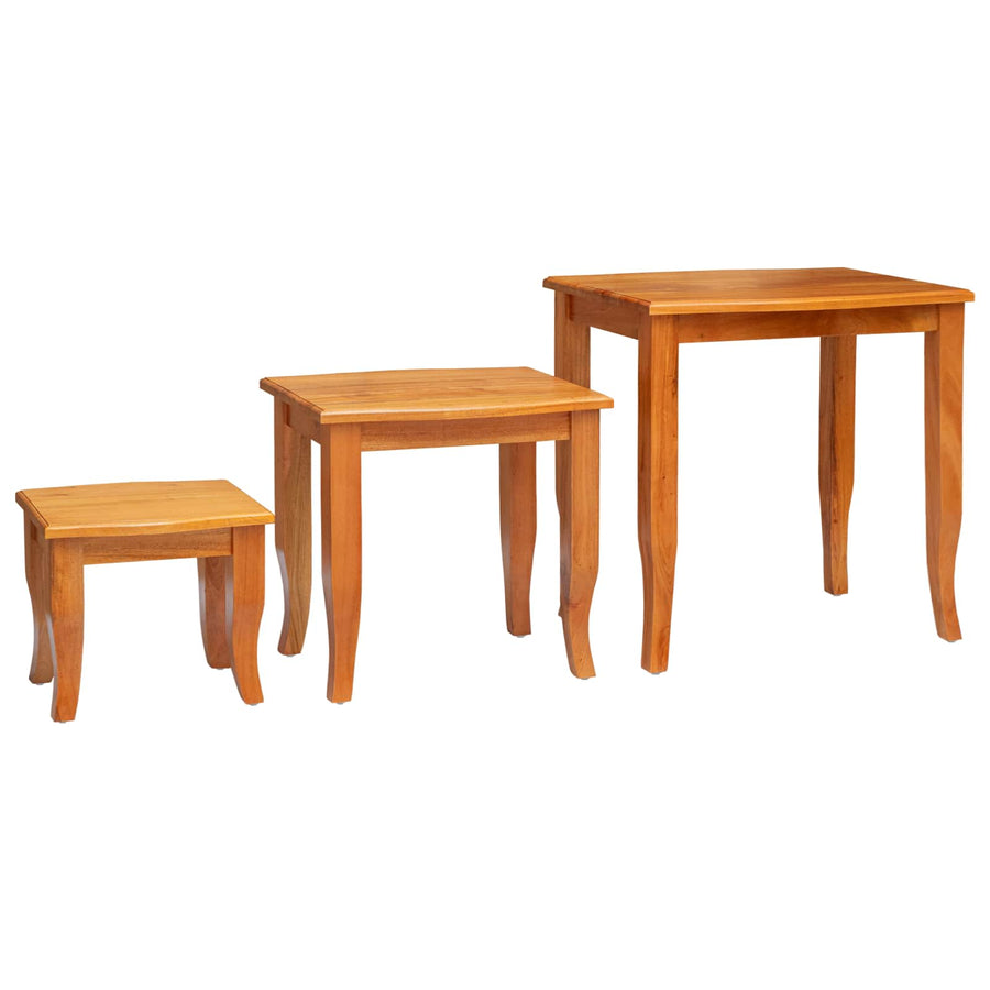 Geneste Bijzettafels 3 pcs Naturel Massief Mahoniehout