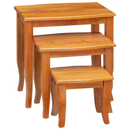 Geneste Bijzettafels 3 pcs Naturel Massief Mahoniehout