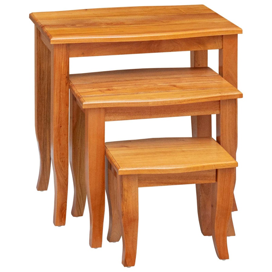 Geneste Bijzettafels 3 pcs Naturel Massief Mahoniehout
