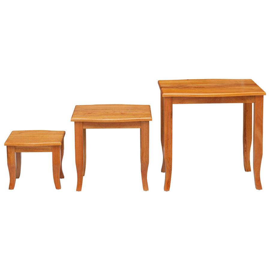 Geneste Bijzettafels 3 pcs Naturel Massief Mahoniehout