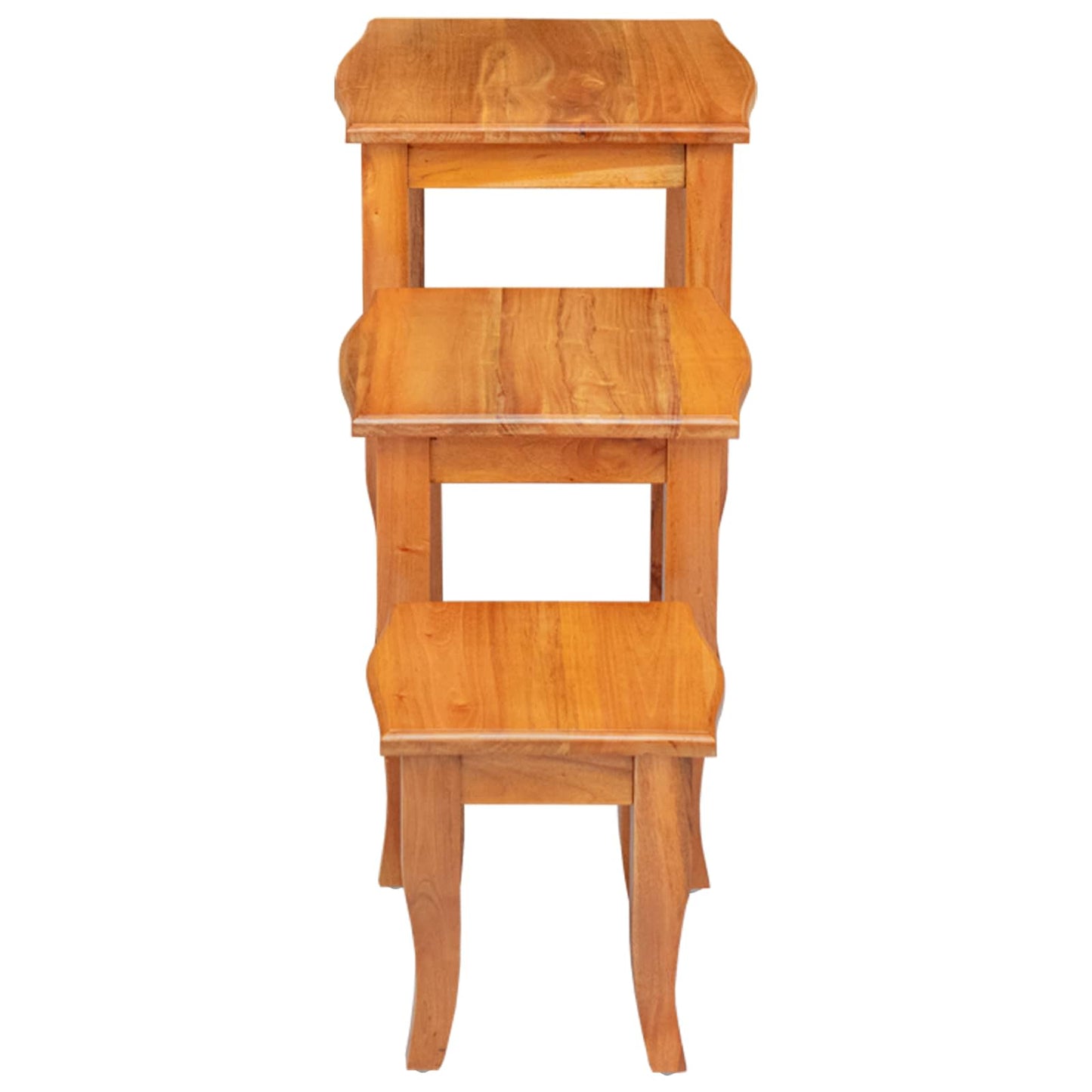 Geneste Bijzettafels 3 pcs Naturel Massief Mahoniehout
