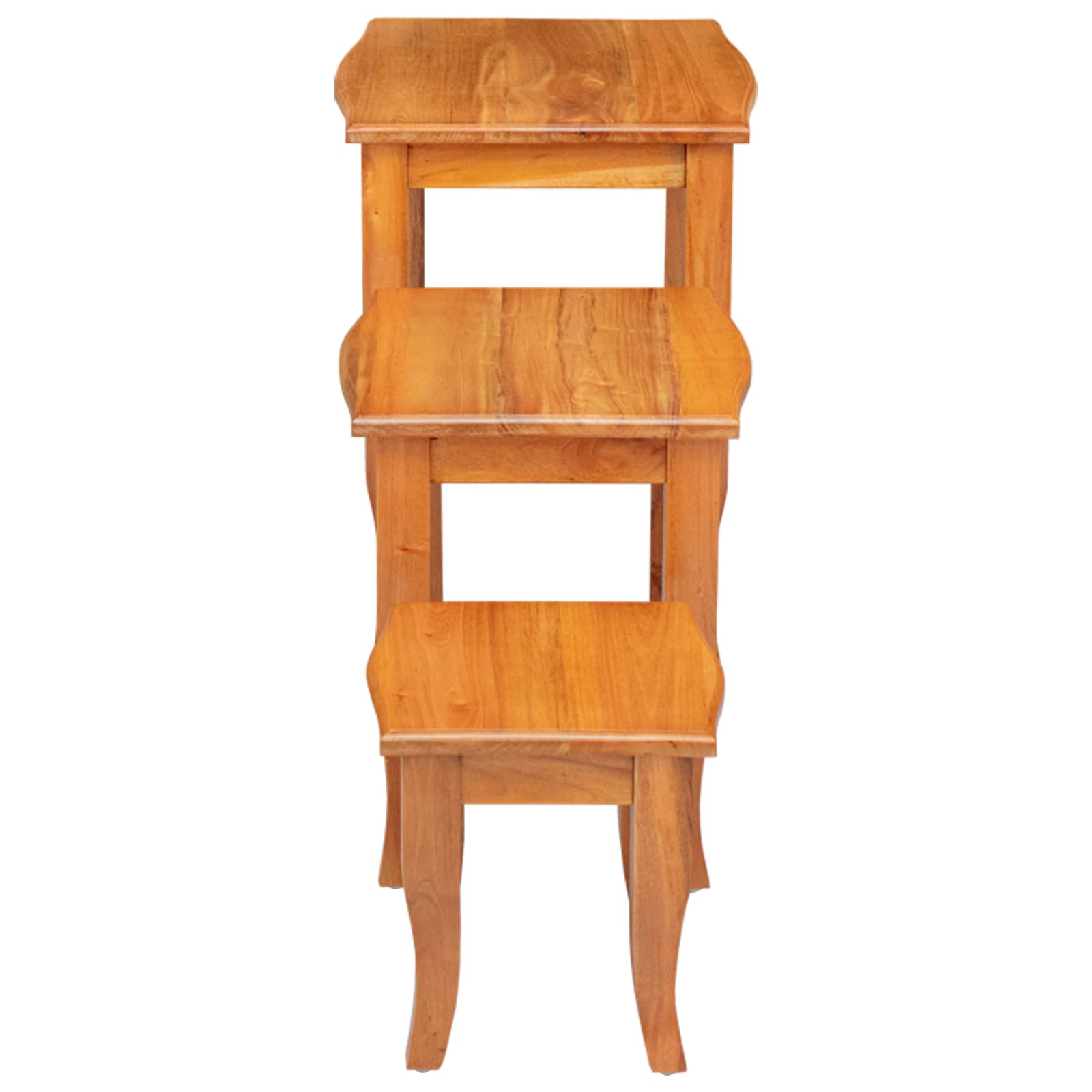 Geneste Bijzettafels 3 pcs Naturel Massief Mahoniehout