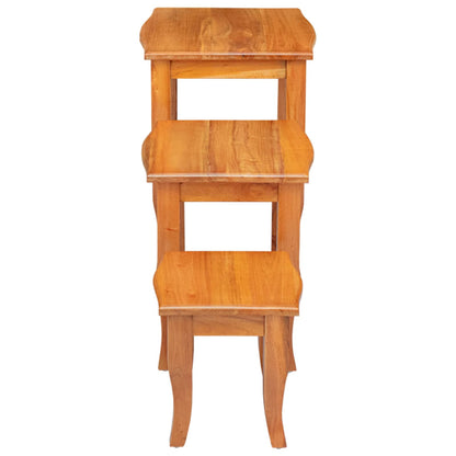 Geneste Bijzettafels 3 pcs Naturel Massief Mahoniehout