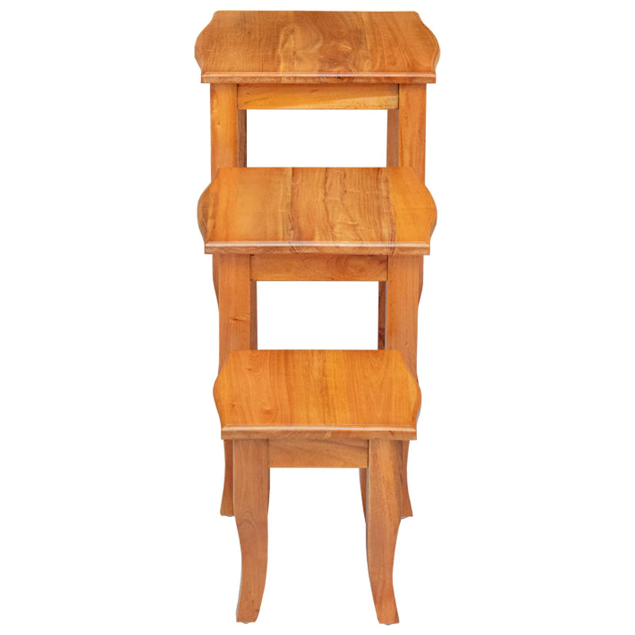 Geneste Bijzettafels 3 pcs Naturel Massief Mahoniehout