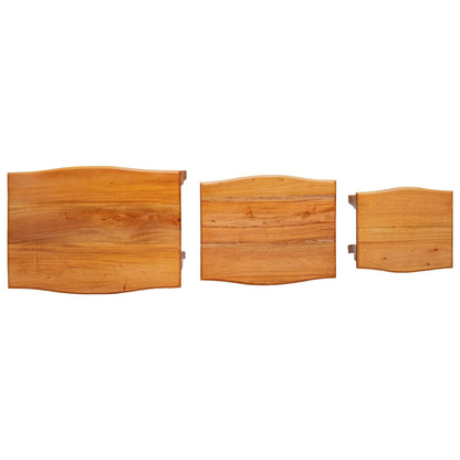 Geneste Bijzettafels 3 pcs Naturel Massief Mahoniehout