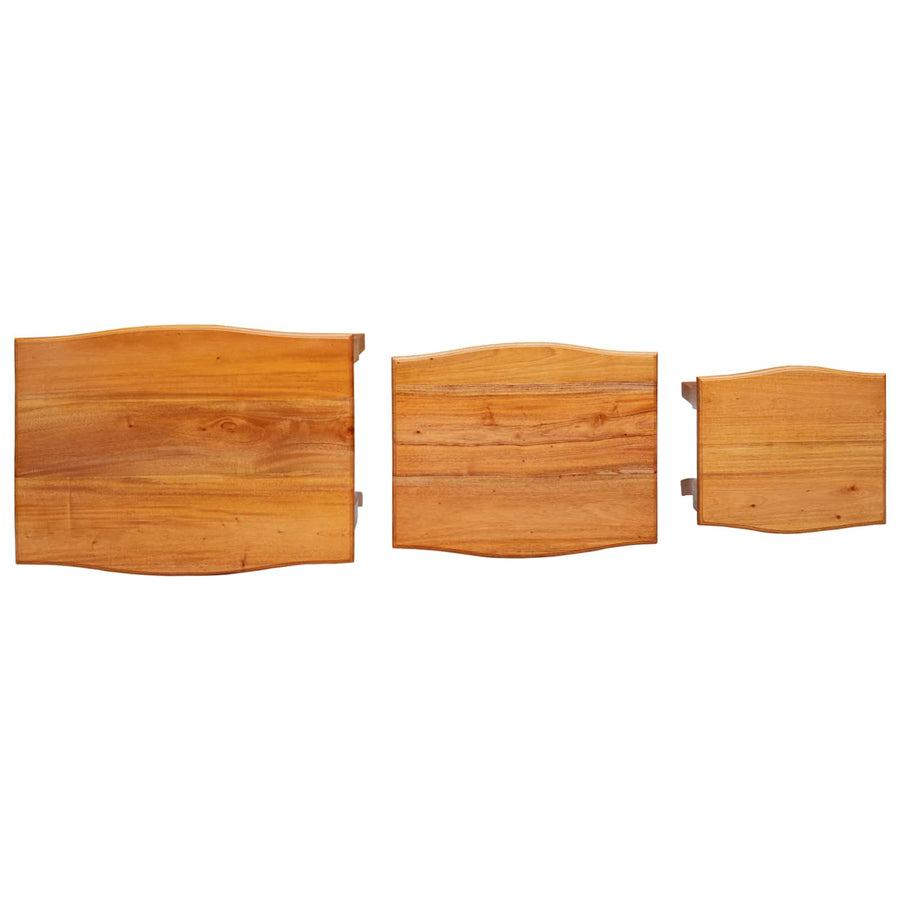 Geneste Bijzettafels 3 pcs Naturel Massief Mahoniehout