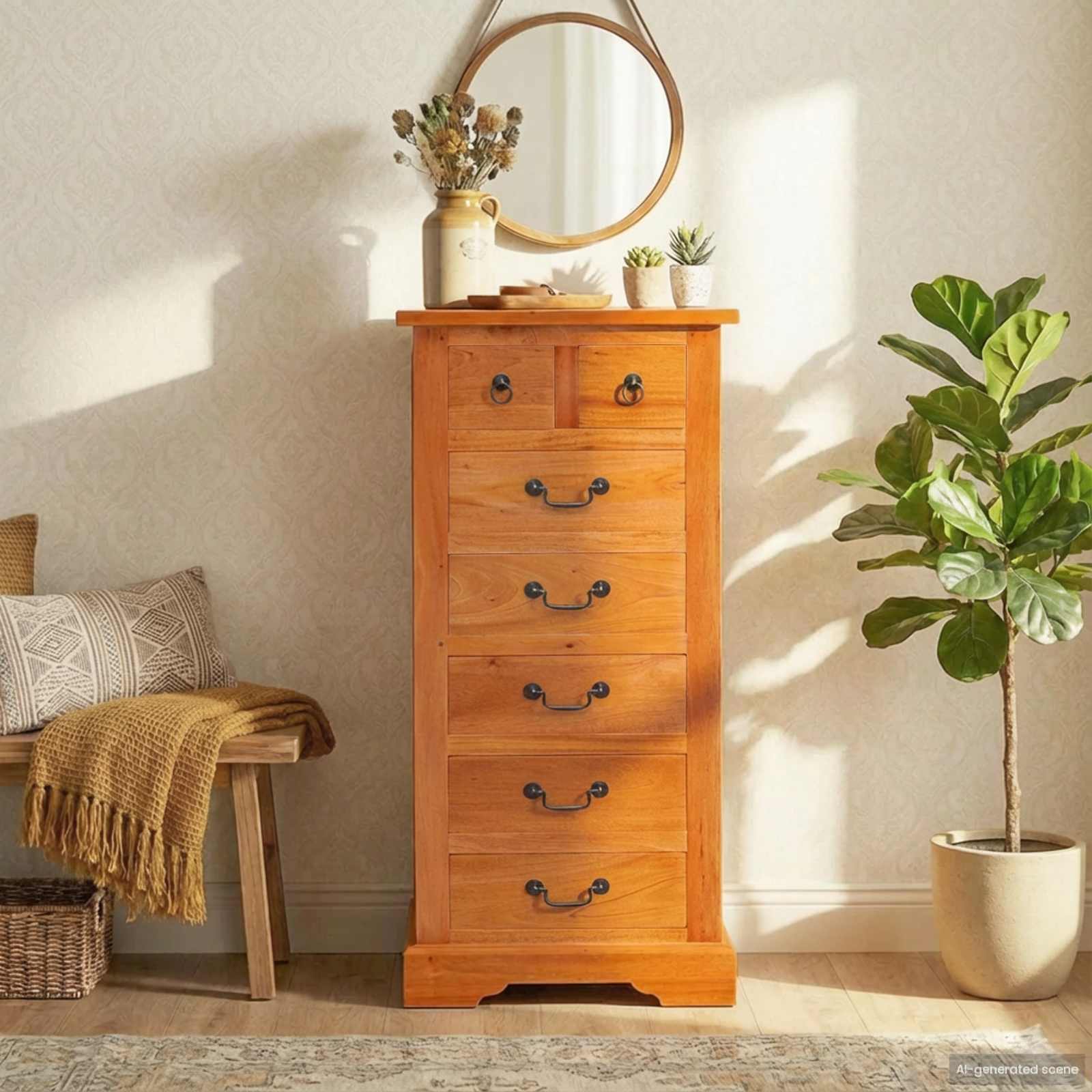 Ladekast Naturel 45 x 35 x 100,5 cm Massief Mahoniehout
