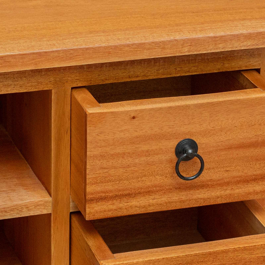 TV-kast met lade Naturel 100 x 40,5 x 46 cm Massief Mahoniehout
