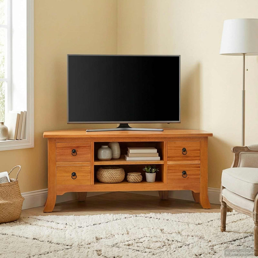 TV-kast met lade Naturel 100 x 40,5 x 46 cm Massief Mahoniehout