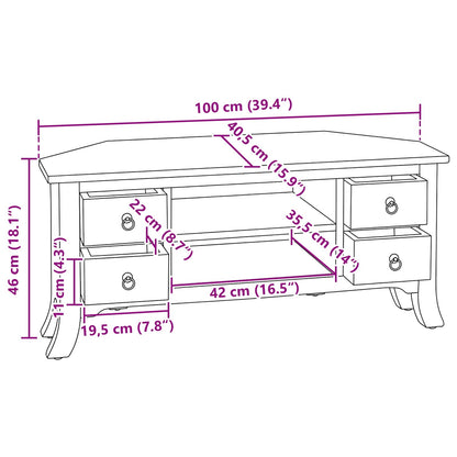 TV-kast met lade Naturel 100 x 40,5 x 46 cm Massief Mahoniehout