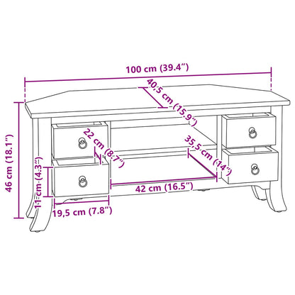 TV-kast met lade Bruin 100 x 40,5 x 46 cm Massief Mahoniehout