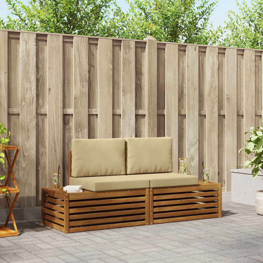 Buiten bankenset met kussen 2 Stuk Natuurlijk en Beige