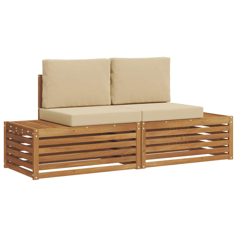 Buiten bankenset met kussen 2 Stuk Natuurlijk en Beige