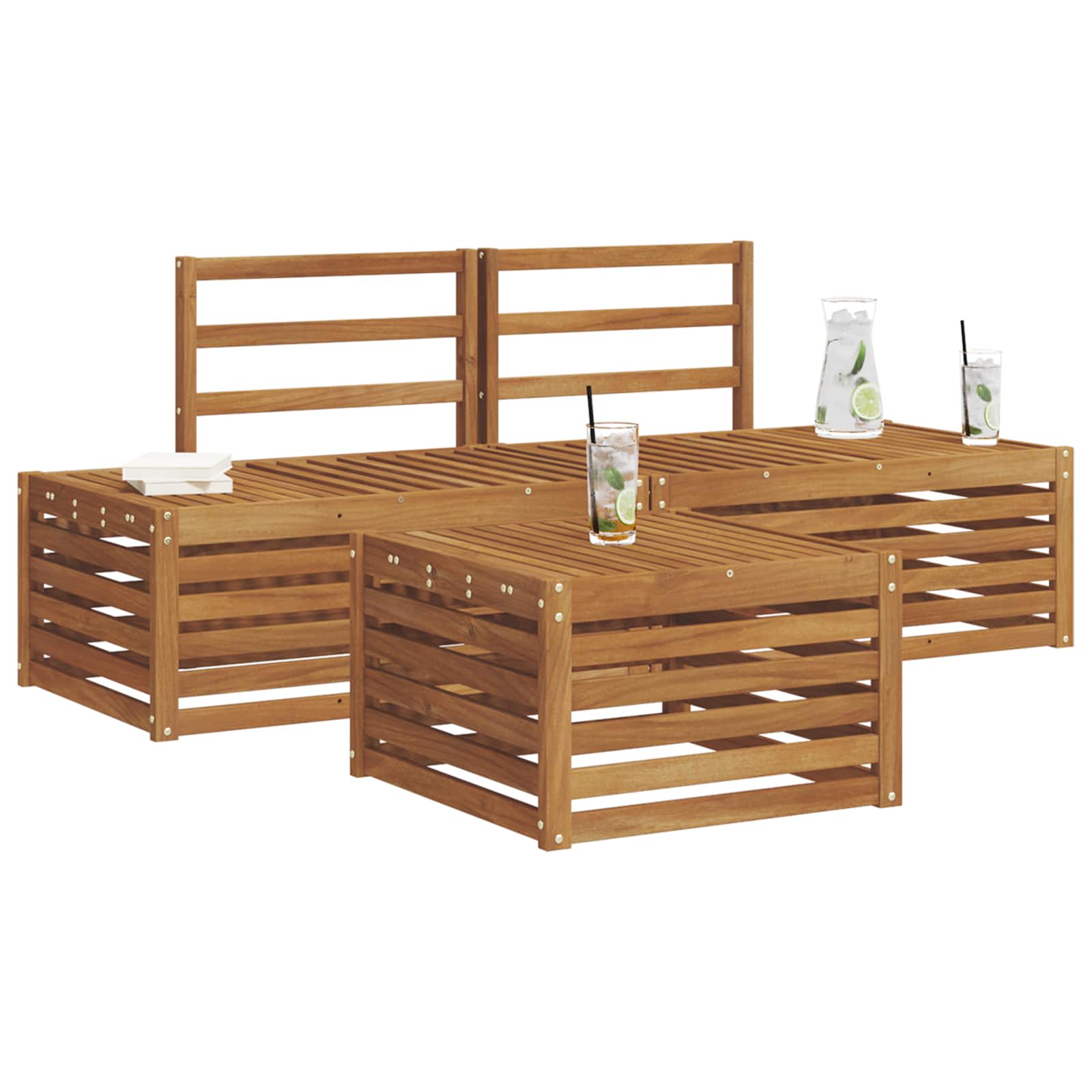 Sofa-Sets 3 Stuk Naturel Massief Acaciahout