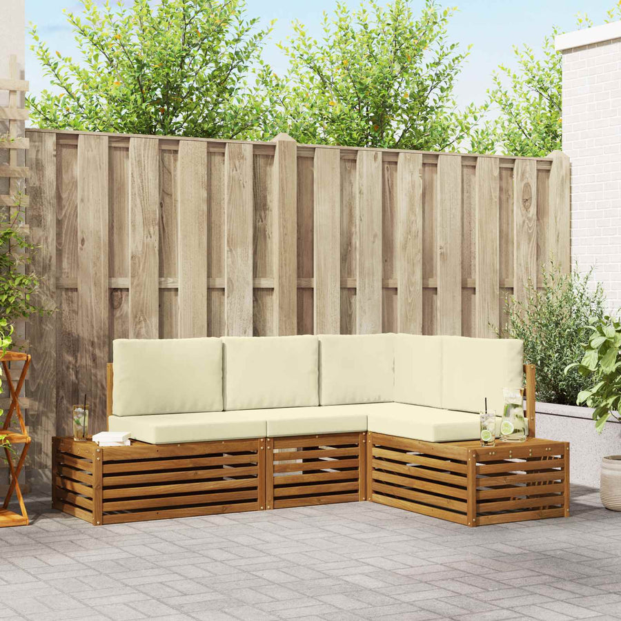 Sofa-Sets met kussen 4 Stuk Natuurlijk en Crème