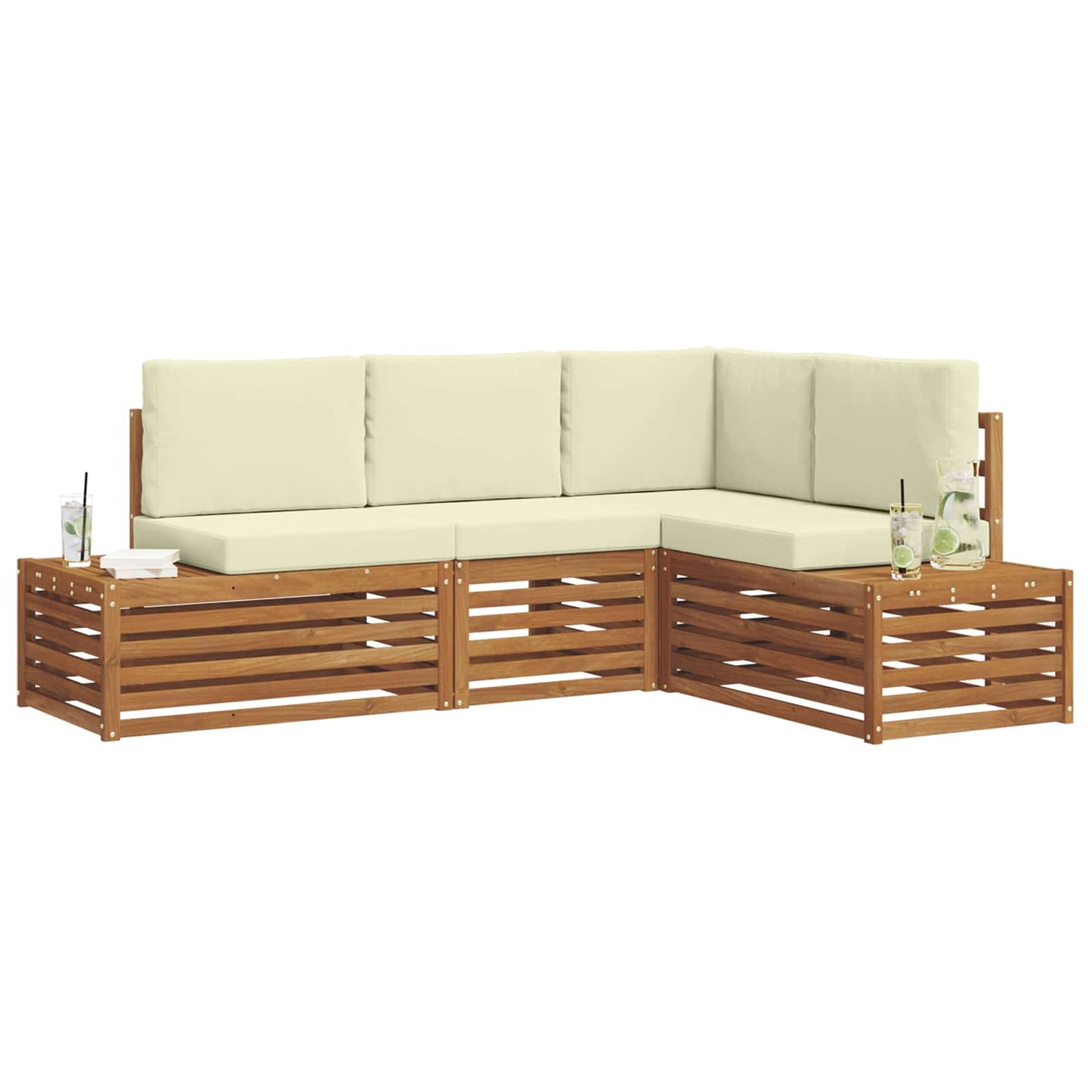 Sofa-Sets met kussen 4 Stuk Natuurlijk en Crème