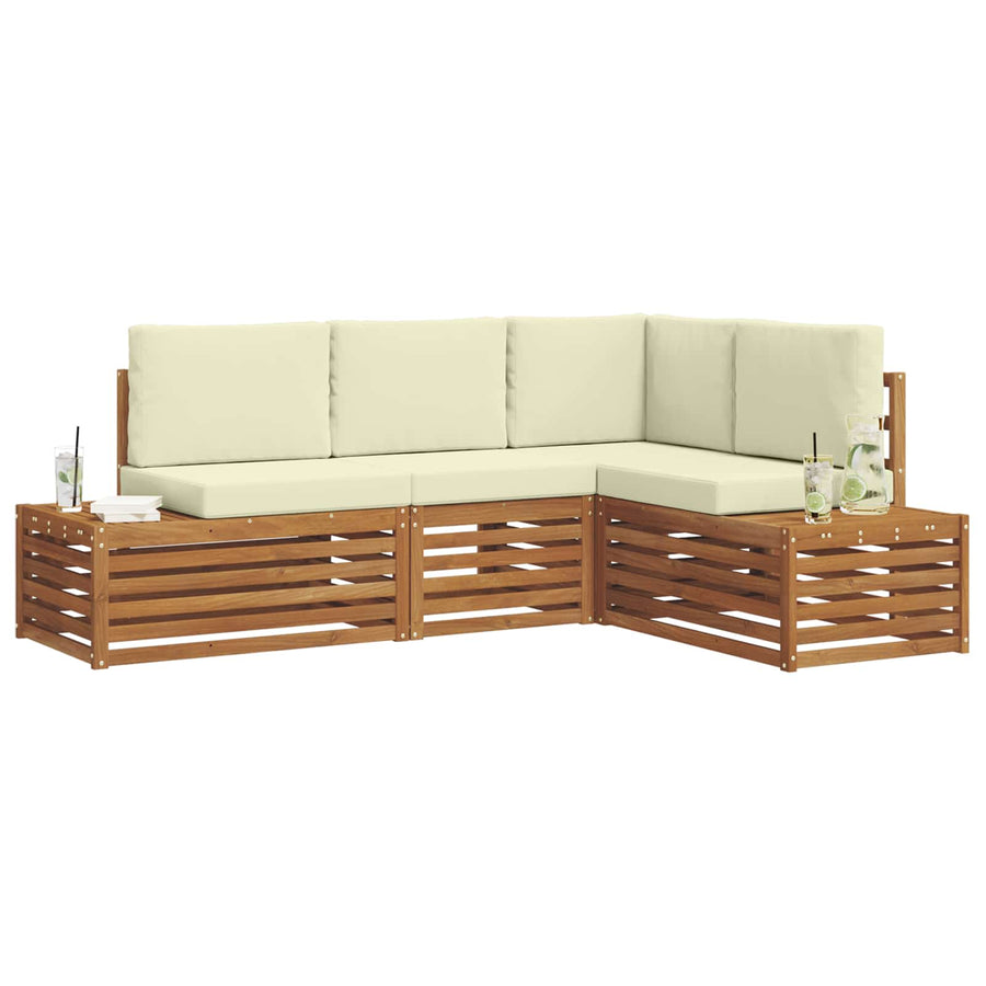 Sofa-Sets met kussen 4 Stuk Natuurlijk en Crème
