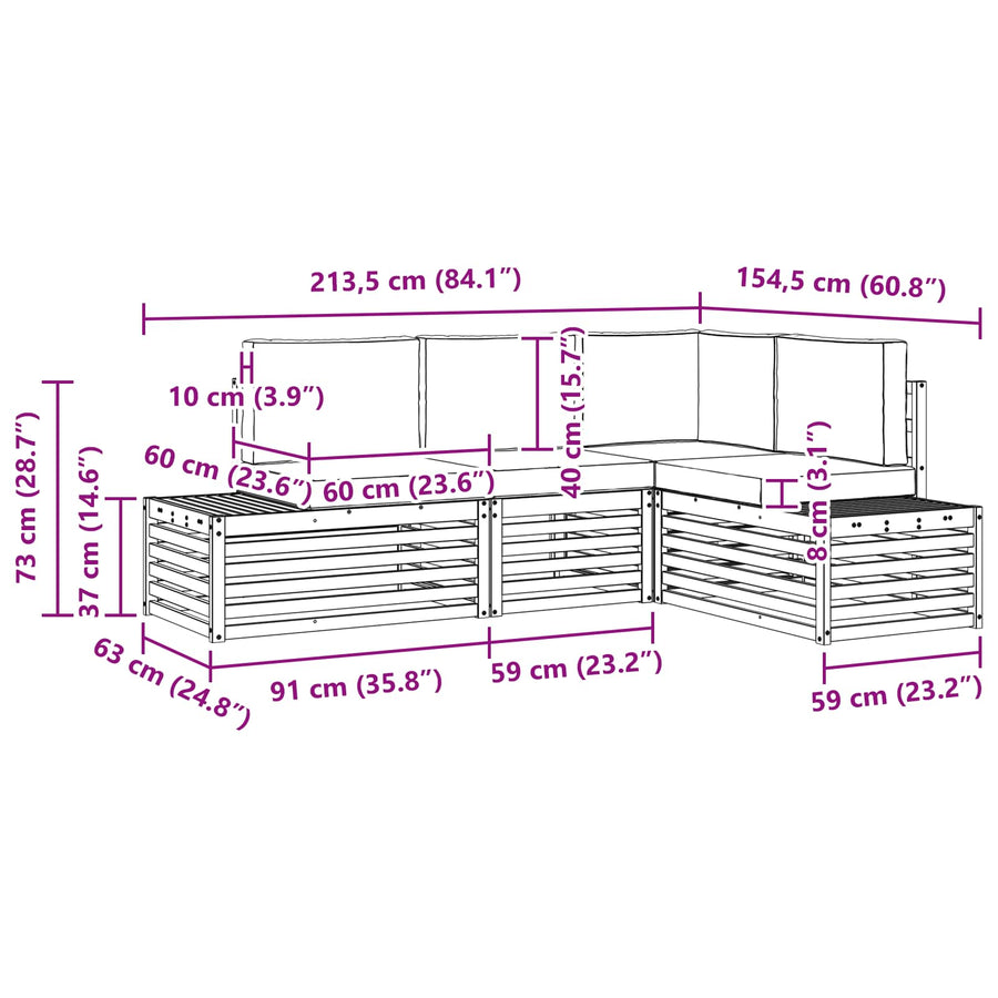 Sofa-Sets met kussen 4 Stuk Natuurlijk en Crème