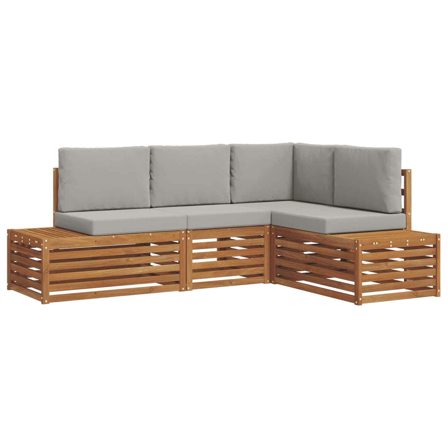 Sofa-Sets met kussen 4 Stuk Natuurlijk en Lichtgrijs