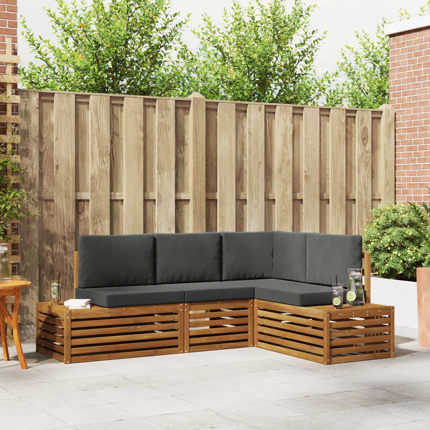Sofa-Sets met kussen 4 Stuk Natuurlijk en Antraciet