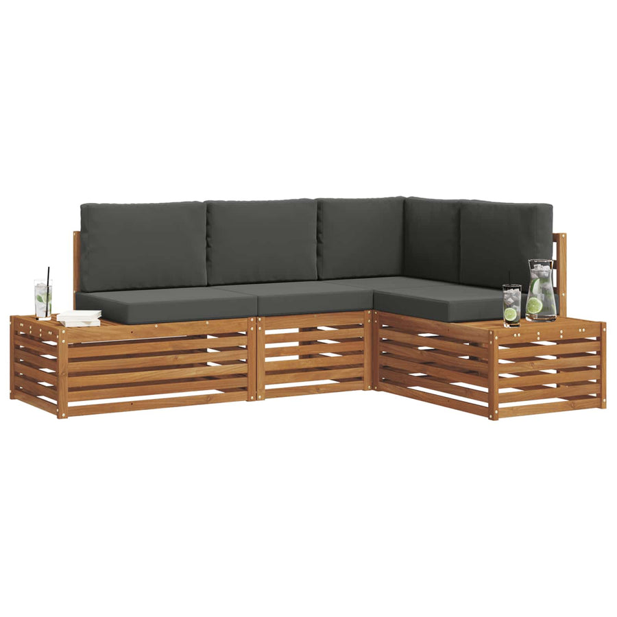 Sofa-Sets met kussen 4 Stuk Natuurlijk en Antraciet