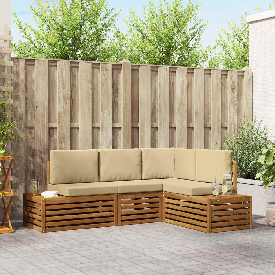 Sofa-Sets met kussen 4 Stuk Natuurlijk en Beige
