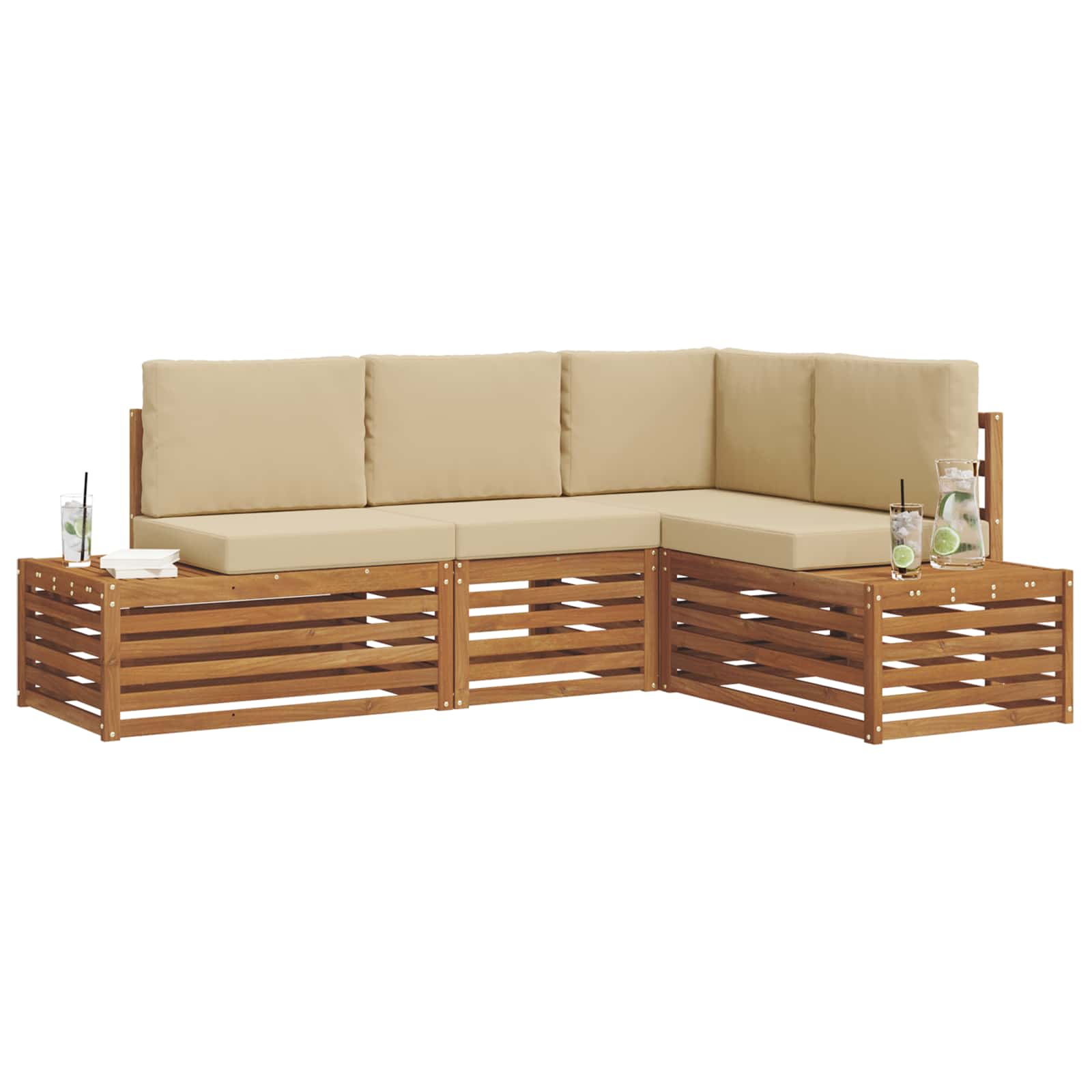 Sofa-Sets met kussen 4 Stuk Natuurlijk en Beige