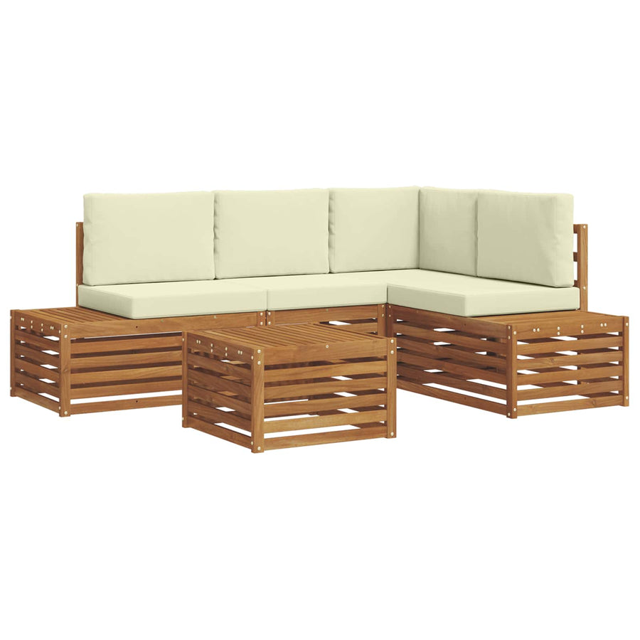 Sofa-Sets met kussen 5 Stuk Natuurlijk en Crème